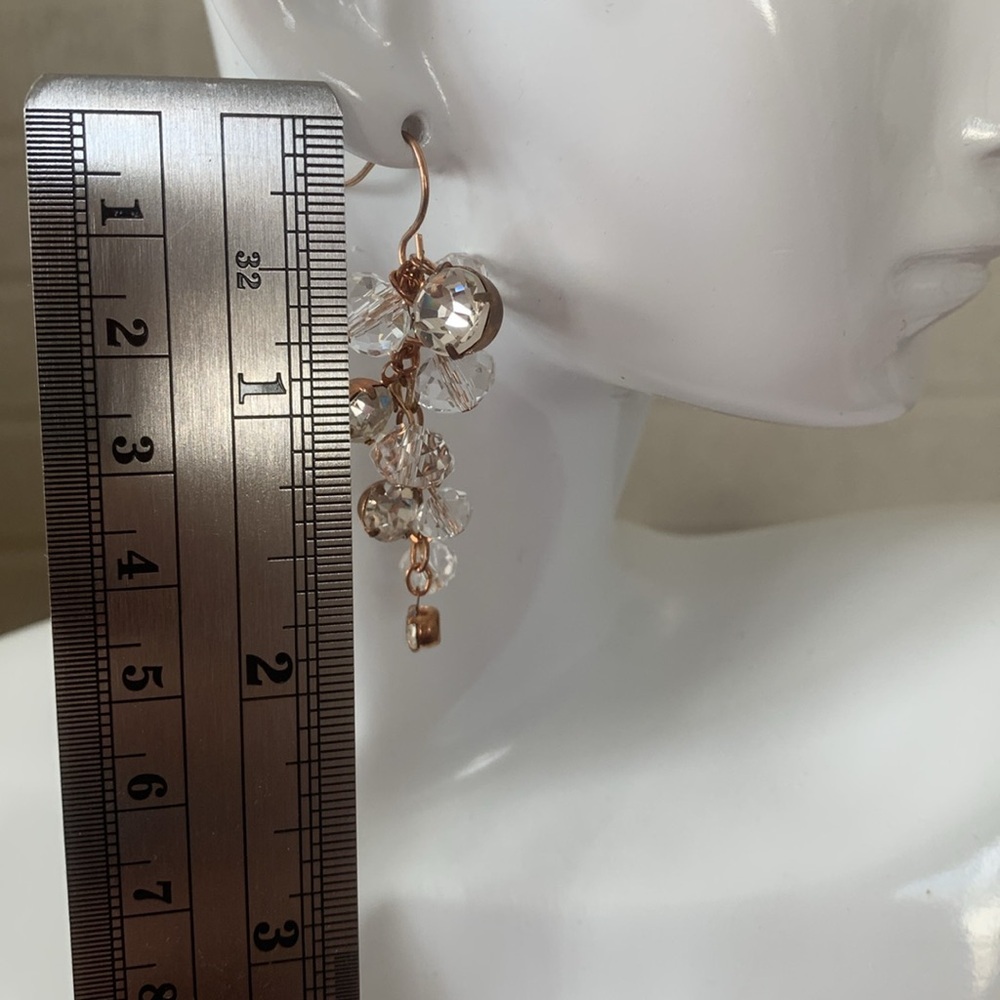 Crystal gold tone Drop dangle Earrings french hook costume jewelry - Picture 2 of 4